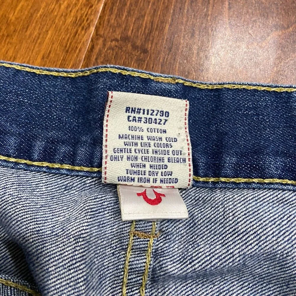 True Religion Vintage Flap Pocket Straight Denim Blue Jeans Men's Size 32 x 32